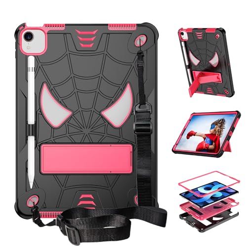 Étui pour enfants iPad Air 4/5 antichoc avec bandoulière et support rose