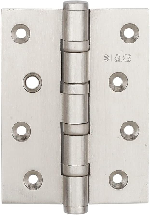 AKSStainless Steel SS304 Four Ball Bearing Door Hinge Length 5 inch Width 3 inch Thickness 3 MM (10 Gauge) Finish Satin SS Pack of 2 Piece