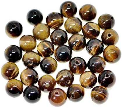 Miniatura 2 de AD Beads Cuentas sueltas espaciadoras redondas de piedras preciosas naturales (100 unidades, ojo de tigre amarillo)