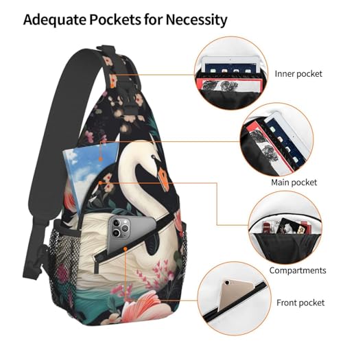 Bolso cruzado para hombre y mujer estilo floral negro miniatura 4