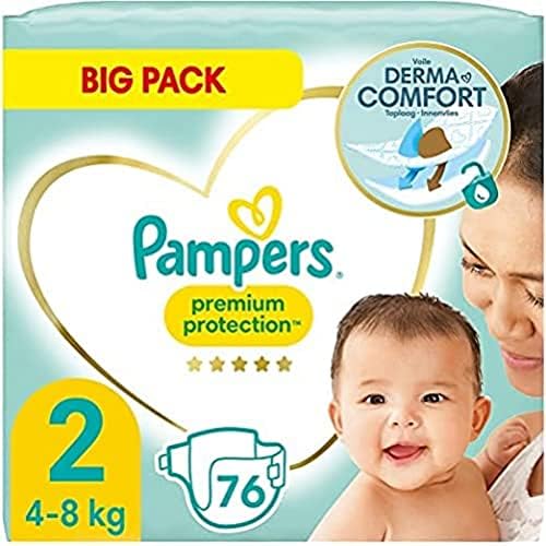 Pampers Baby Nappies Size 2 (4-8 kg) Premium Protection, Newborn Mini, Big Pack, Best Comfort and Protection for Sensitive Skin, 76 Pieces