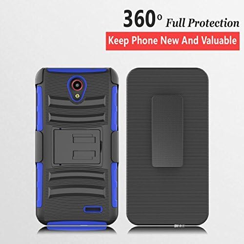 Circlemalls [Combo Holster] Kickstand Case Shockproof Phone Cover Compatible for ZTE ZFive 2 LTE/ZTE Maven 3 / ZTE Overture 3 / ZTE Prestige 2 / ZTE Sonata 3, with [Premium Screen Protector]-Blue