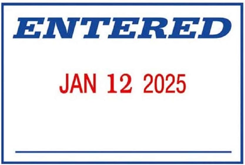 2000 Plus Self-Inking Date and 4 Phrase Stamp, Blue/Red