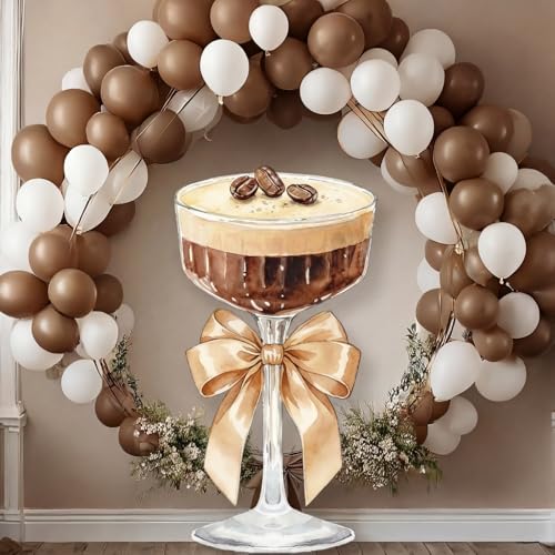 Image of Colingmill 4ft Espresso Martini Birthday Decorations Light Brown a Tini Bit Older Party Backdrop Birthday Party Cardboard Cutouts Decor for Women Bar Wedding Bachelorette Bridal Shower Supplies