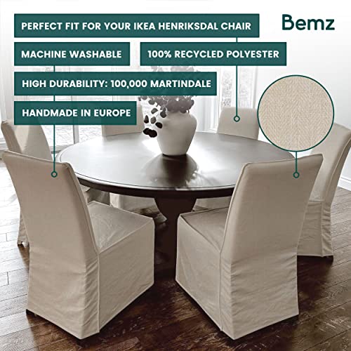 Bemz Henriksdal Chair Cover With Skirt – Replacement For Ikea Henriksdal Dining Chair Slipcovers – Custom Slipcover Elegant Tall Back Dining Chair Cover Slip, Natural #TOP1
