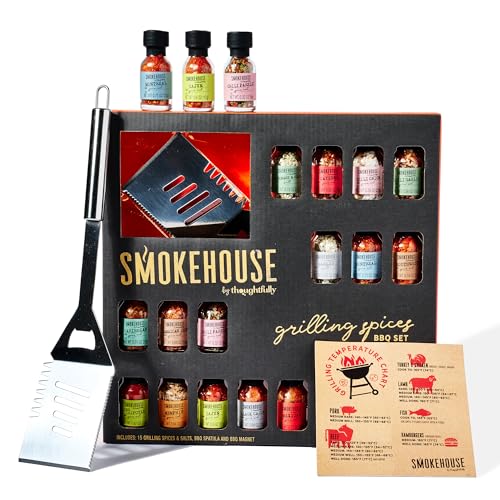 Smokehouse by Thoughtfully, Grilling Spices BBQ Set, Includes BBQ Spatula, Magnet and Flavorful Seasoning and Rubs, Set of 15 Smokehouse by Thoughtfully, Grilling Spices BBQ Set, Includes BBQ Spatula, Magnet and Flavorful Seasoning and Rubs, Set of 15