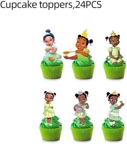 Miniatura 2 de 24 decoraciones de princesa tiana para tartas, decoración de pasteles, decoración de princesa tiana para fiestas de cumpleaños (15)