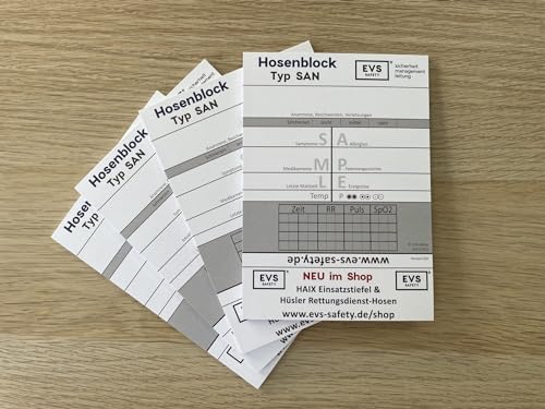 10x Hosenblock für den Rettungsdienst mit ABCDE-Schema – Kompakte Blöcke im DIN A6-Format | Klar strukturiert für schnelle Dokumentation | Paket mit 10 Blöcken | Ideal für Notfalleinsätze