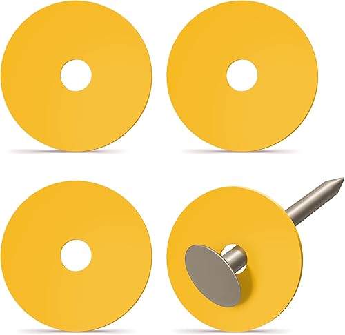 Paquete de 4 arandelas de metal de 4 pulgadas resistentes al óxido y a la corrosión compatibles con estacas de encuesta de perfil bajo para