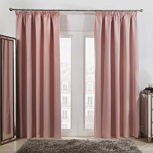 Dreamscene Lot de 2 Rideaux occultants plissés à Bande adhésive Thermique - Rose pâle - 167,6 x 137,2 cm (l x H)