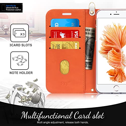 Fyy Case For Iphone 6 Plus/6S Plus, Pu Leather Wallet Phone Case With Card Holder Flip Protective Cover [Kickstand Feature] [Wrist Strap] For Apple Iphone 6 Plus/6S Plus 5.5" Spring #TOP2