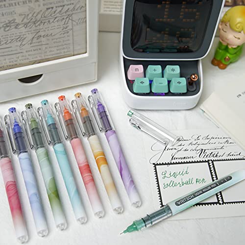 Writech WRITECH-501 Liquid Ink Rollerball Pens: Multi Colored 0.5Mm Extra Fine Point Tip Rolling Roller Ball Pen 8Ct Assorted Colors thumb #5