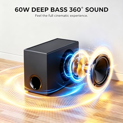 Maraawa Sound Bar with Subwoofer, Soundbar for TV Speaker Sonicwave 2.1 CH 120W Detachable 2-in-1 Home Audio System with DSP Bluetooth 5.3 Soundbar, ARC/Optical/AUX for Movies Music Gaming - image 3