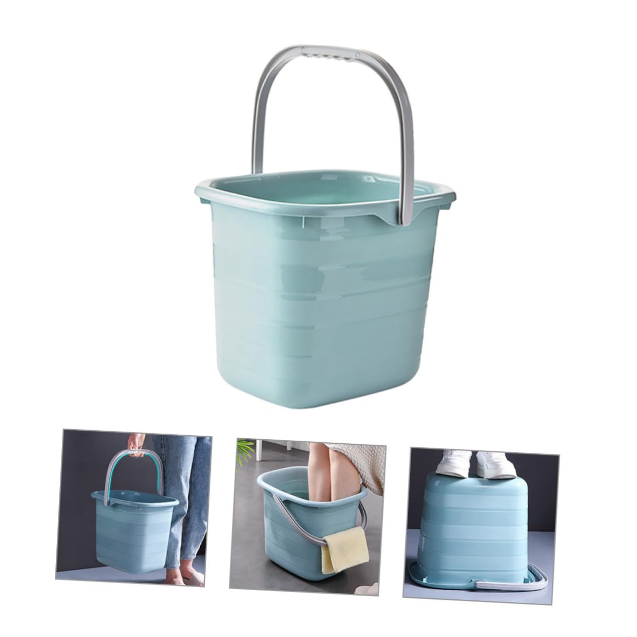 Homoyoyo Secchio in Plastica Robusto e Portatile per Giardinaggio e Pulizia Domestica, Contenitore D'acqua Leggero Manico Ergonomico per Famiglie e Hotel