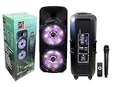 MR DJ DJ215BTA AFTER PARTY Dual 15' 5000W Max Power Speaker with Built-In Bluetooth & Battery, 1' LCD/MP3/USB/SD Slot
