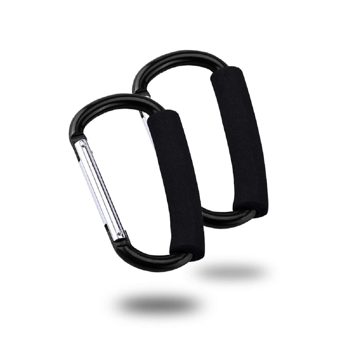 Baby Stroller Hooks Clips,Mommy Hook Stroller Accessory Clip,2Pcs Universal Mom Strollers Diaper Storage Bag Hooks Wallet Shopping Bags Spring Snap Keychain Clip Hook D Ring Spring Clips(Black)