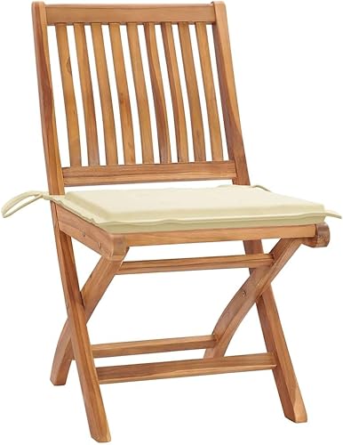 Miniatura 2 de Sillas para patio plegables con cojines, 4 piezas, madera de teca maciza, comedor, asientos al aire libre, sillas exteriores Sillas para Comedor