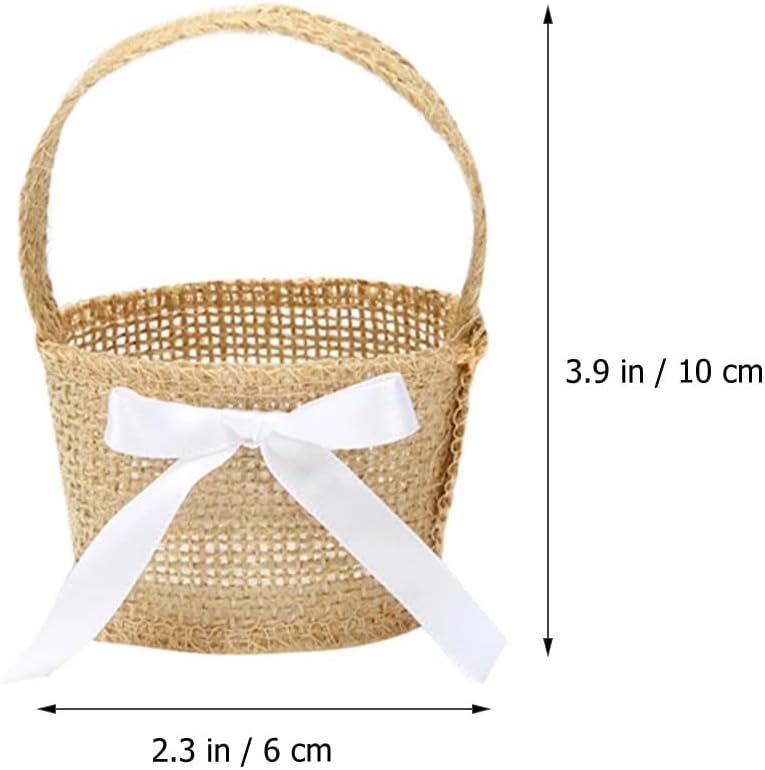 JSEIAJB 6pcs Wedding Flower Girl Basket Burlap Basket Handheld Easter Egg Storage Container