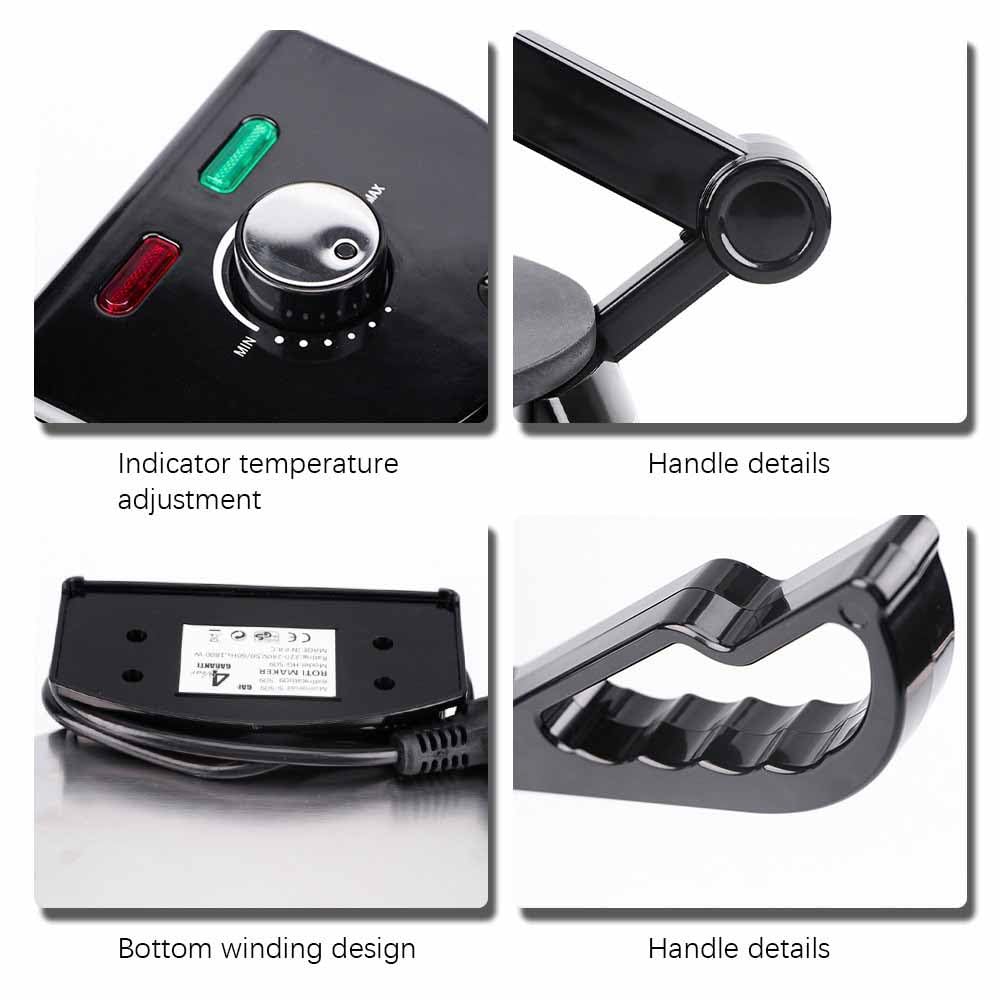 1800W Electric Crepe Maker, griglia bifacciale da 12 Pollici con Superficie Antiaderente, termostato Regolabile per Tortillas & Chapati, Luce a LED, Design Compatto Facile da Pulire