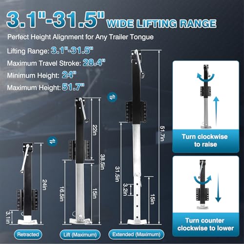image for IRONWALLS 8000LBS Heavy Duty Trailer Jack Stand, Drill Powered/Manual 