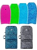 Two Bare Feet Classic Pattern Double Bodyboard and Boardbag Package - 33" 37" 41" 42" 44" Bodyboards for Adults & Kids … (33" Raspberry + 33" Green + 37" Grey Bag)