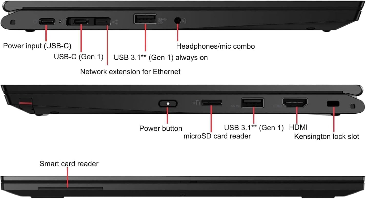 Lenovo ThinkPad L13 Yoga Gen 2 Ordinateur Portable 2 en 1 Intel Core i5-1135G7 Écran Tactile 13,3" FHD 8 Go RAM SSD 512 Go Windows 11 Pro Reconditionné