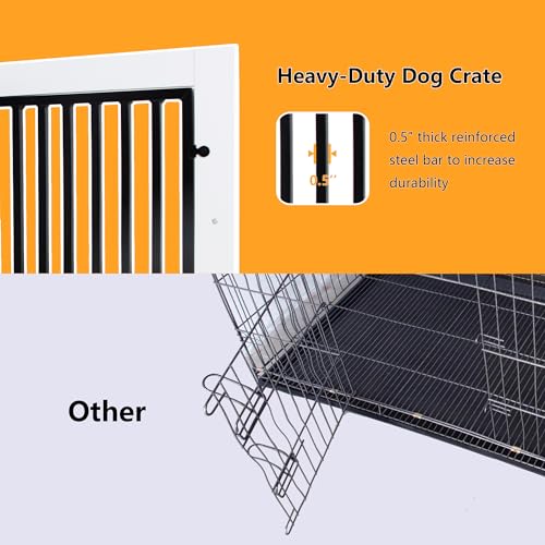 yookare Caixa branca resistente para cães, gaiola de madeira e metal, mesa de canto para casa de ani