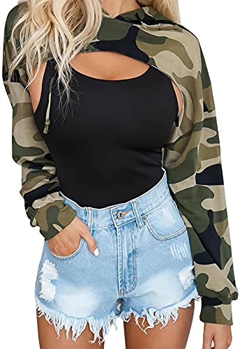 BEJONS Langärmeliges bauchfreies Oberteil für Damen, Hoodies, Sweatshirt,...