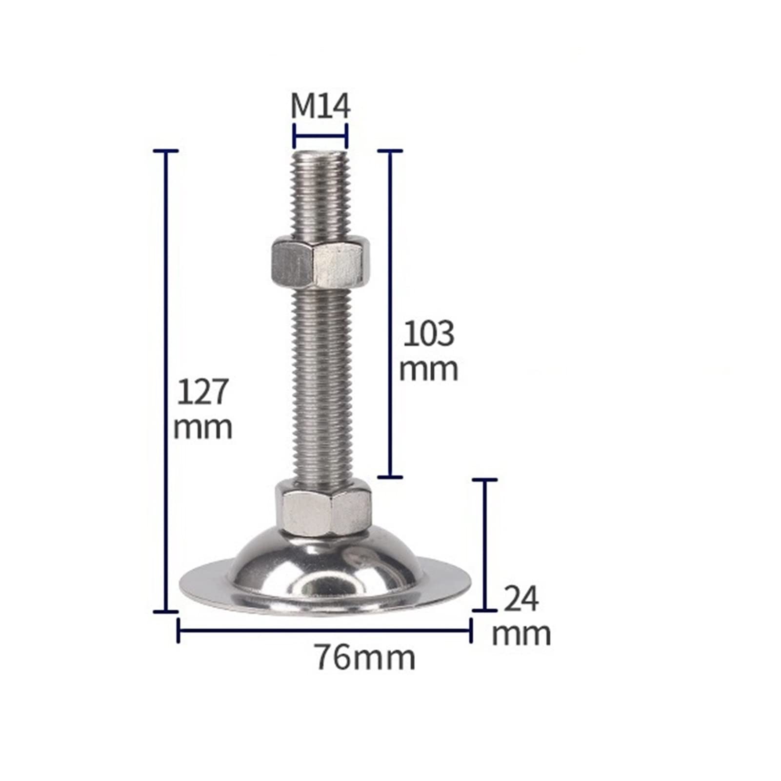 Piedini di livellamento regolabili con filettatura M14 da 4 pezzi for attrezzature for macchinari for mobili(D76*m14*120mm)
