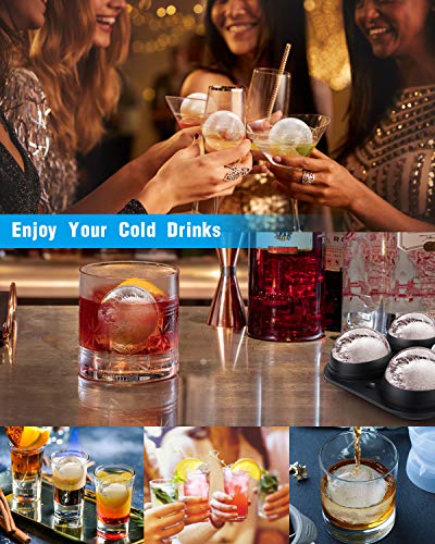 Large Ice Cube Trays Ice Ball Maker With Lids Combo(Set Of 2), Silicone Sphere & Square Flexible Ice Cube Molds For Cocktails, Whiskey, Juice And Any Drinks- Reusable & Bpa Free #TOP6