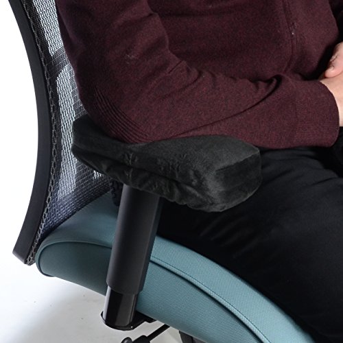 Milliard Ergonomic Office Chair Memory Foam Armrest Pad Comfy Gaming Chair Cushions for Elbow and Forearms with Removable Cover - 2 Pack High Density Foam - Black (9 x 4.25 x 1.50 in.) - Thumbnail 3