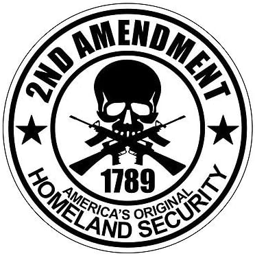 StickerDad® (3 Pack) 2nd Amendment Circle Vinyl Hard Hat Helmet Decal - Size: 2" Round Color: White/Black - Hard Hat, Helmet, Windows, Walls, Bumpers, Laptop, Lockers, etc.