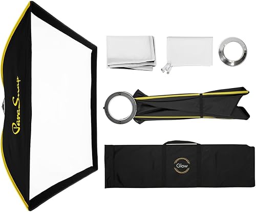 Glow ParaSnap - Caja de luz cuadrada de 32 x 32 pulgadas con difusores externos e internos, 5.669 in Bowens Speedring, adaptador de intercambio de