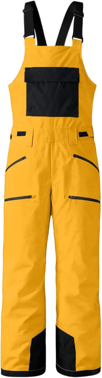 Womens Insulated Waterproof Ski Bib Overalls Snowboarding Pants Overalls Adjustable Shoulder Strap Jumpsuits