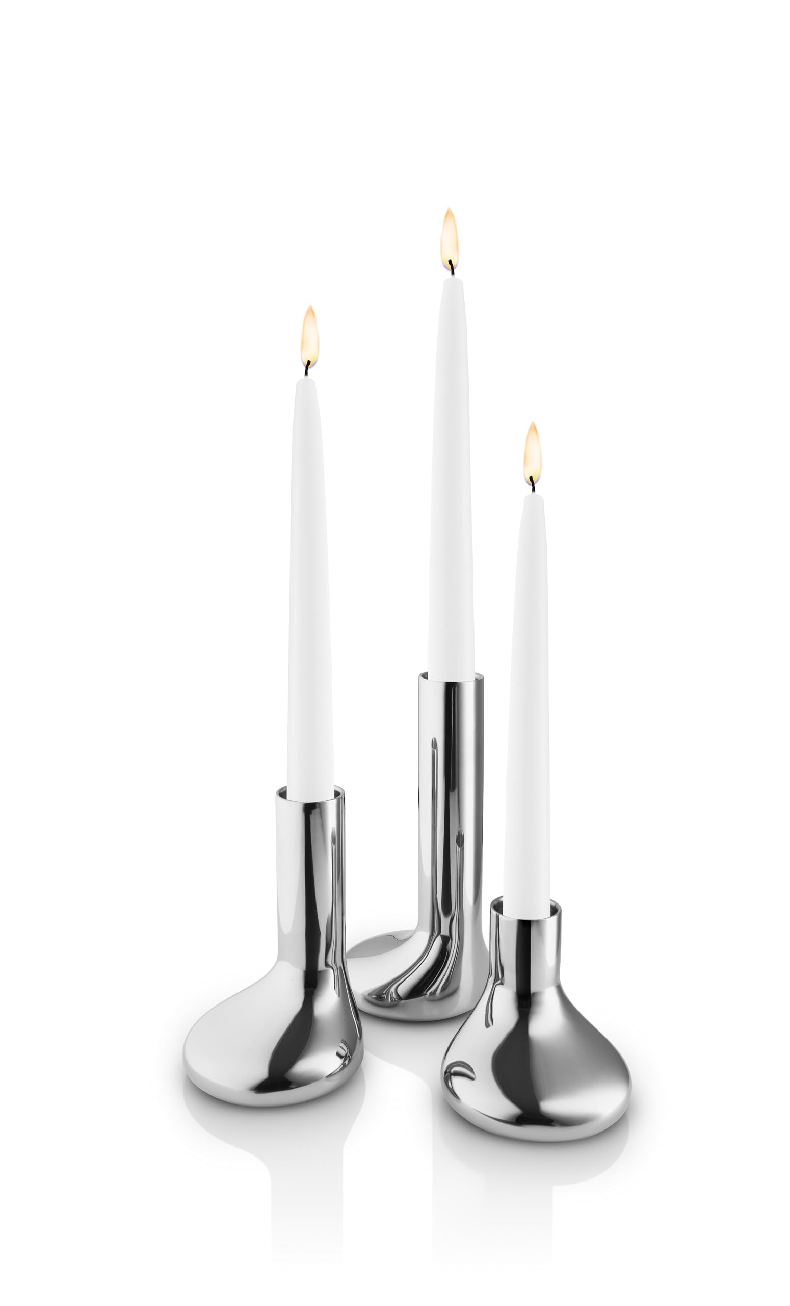 EVA SOLO | Mellow Kerzenhalter-Set 3 St. (8, 12, 16 cm) Edelstahl | Kleiner Kerzenständer, Glänzende Oberfläche, Entspanntes Licht | für Echte oder batteriebetriebene Kerzen | Dänisches Design | Steel