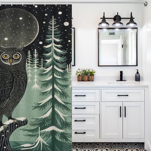 Rideau de douche hibou en polyester haut de gamme lavable en machine