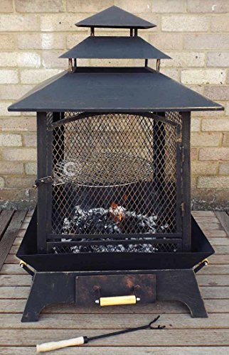Castmaster stoves® - AZTEC XLARGE SQUARE FIRE PIT BASKET CHIMINEA, BRAZIER, PATIO HEATER BBQ