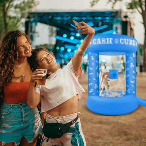 Silipull 5 FT Inflatable Cash Cube Booth Inflatable Money Machine Booth Money Blower Machine Cash Grab for Adults Game Activity Events (No Blower Included) (Blue) by Silipull - Image 5