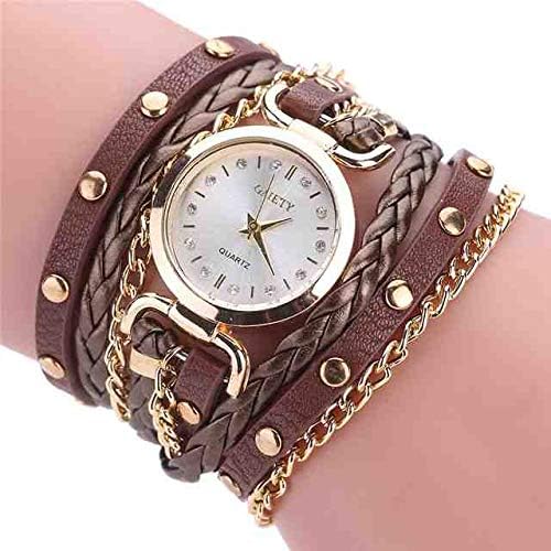 WDQTDY Ladies Bracciale Studente Tavolo Piccolo twist Rivetto Bracciale in  pelle Orologio da polso al quarzo Donna Reloj hombre Fashion horloges  OrologioB30 Marrone : Amazon.it: Orologi