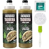 2-Pack Herdez®' Original Verde Taqueria Street Sauce, 9oz Each + BONUS: (1) Elastic Storage Cover + (1) Lemon Scented Wet Towelette + (1) BBQ Seasoning Brush (Color May Vary)