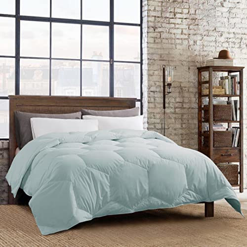 Feather and Loom Honeycomb Stitch Down Alternative All Season Comforter - Soft and Easy Care Microfiber Cover, Hypoallergenic High Loft Fiber Fill, Machine Washable - Color: Dusty Aqua Size: King