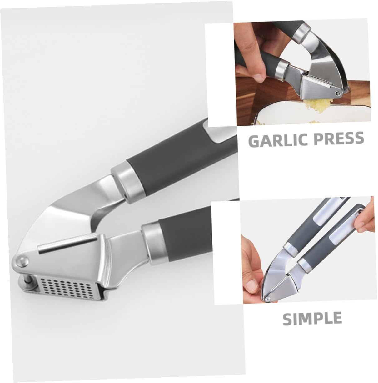 Stainless Steel Garlic Press and Crusher Manual Kitchen Garlic Mincer Tool with Ergonomic Handle for Home Cooking and Food Preparation, 1pcs
