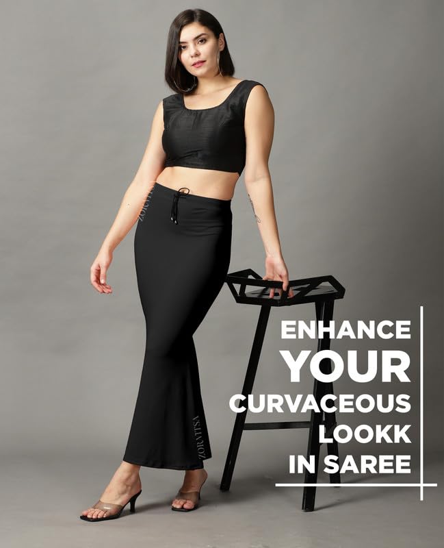 Image of ZORNITSA Cotton Lycra Saree Shapewear Petticoat for Women, Stretchable Saree Shaper Petticoat Inskirt, Shape wear Dress for Saree, Skirts