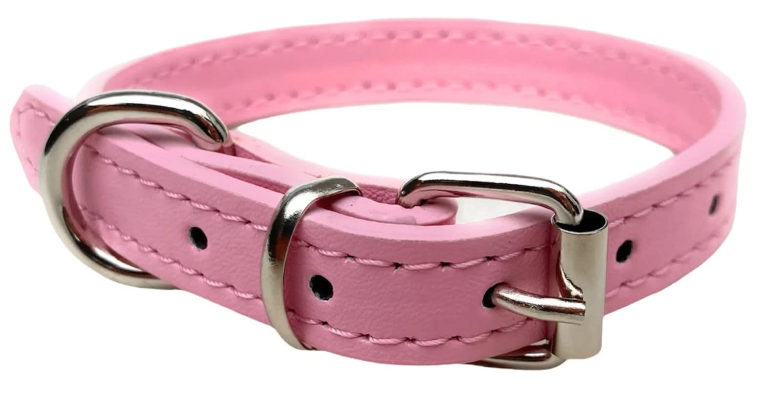 Vibrant Leather Dog Collar & Lead Combo Set for Puppy Dogs Small, Medium & Large (X-Large (45cm - 55cm Neck), Light Pink) - Image 3