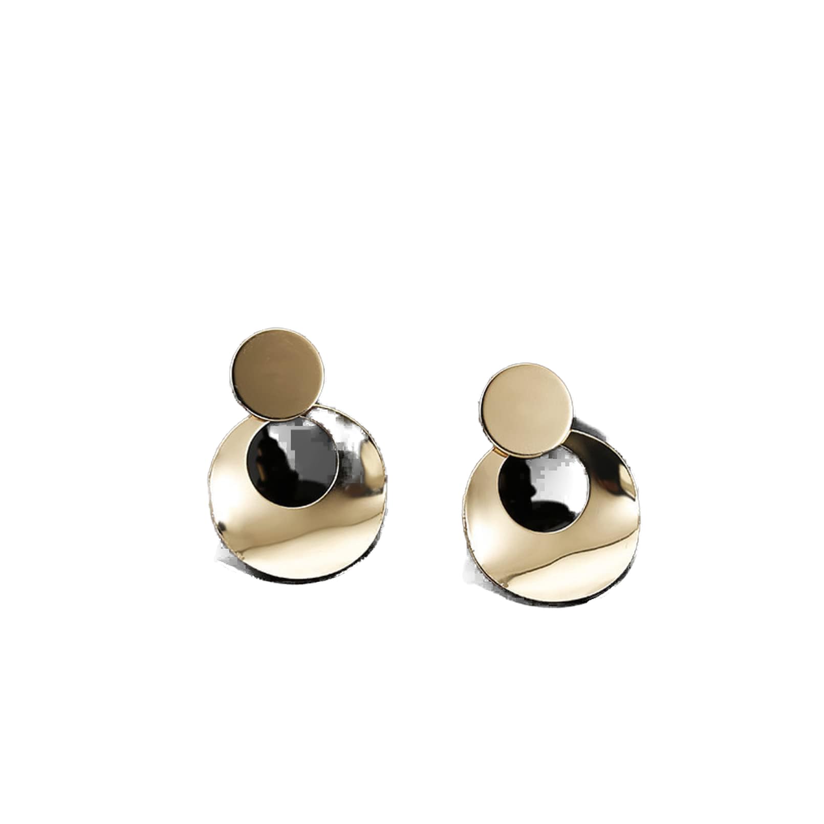 Boucles d'oreilles pendantes légères double rond doré anti fatigue E541 - 2