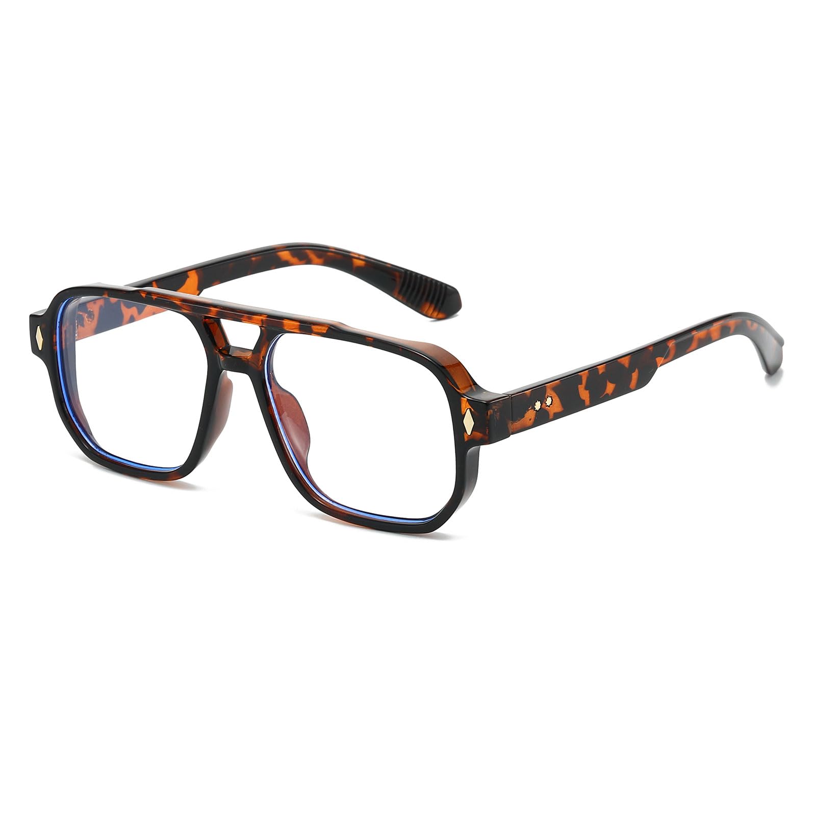 YAMEIZE Rechteck Pilot Blaulicht Blockierende Brille -für Damen Herren Retro Doppel Brücke Quadratische Blaulicht Brille Anti Müdigkeit Computerspiele