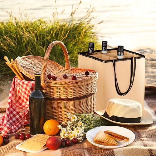 Relaxdays Bottle Carrier, 9 Glasses, Wine, Beer, Collect, Empty Drinks, HxWxD 45x24x24 cm, Felt Tote, Choice of Colour, 45 x 24 x 24 cm - Image 2