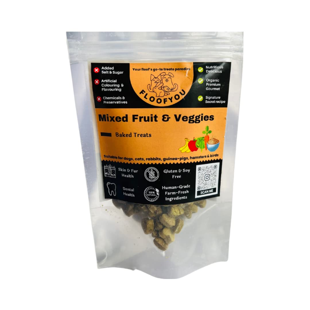 Mixed Fruit & Veggies Cookies Pure Veg Small bite-Sized Natural Healthy Treat for Rabbit, Guinea-Pig, Hamster, Bird and Small Animals