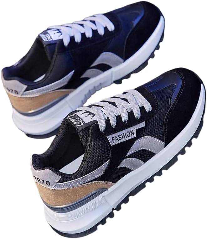 Women's Casual Colorblock Sneakers, Lace Up Platform Soft Sole Walking Shoes, Lightweight Low-top Trainers