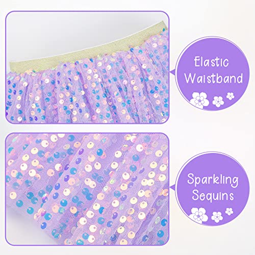 Image of KEREDA Toddler Girls Layered Tutu Skirt Sparkling Sequin Tulle Dance Skirts
